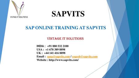 SAP ONLINE TRAINING AT SAPVITS