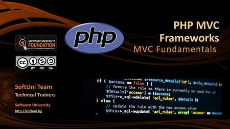 PHP MVC Frameworks MVC Fundamentals SoftUni Team Technical Trainers