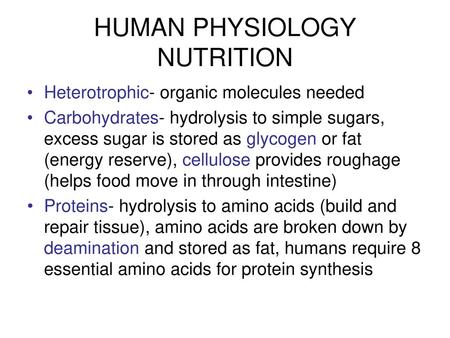 HUMAN PHYSIOLOGY NUTRITION