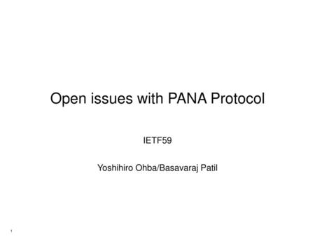 Open issues with PANA Protocol