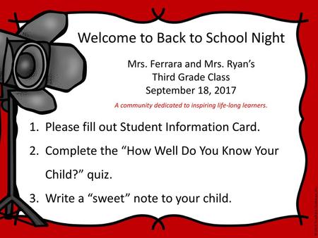 Welcome to Back to School Night