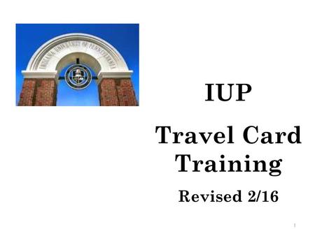 IUP Travel Card Training