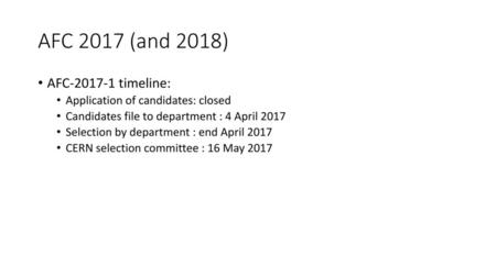 AFC 2017 (and 2018) AFC timeline: