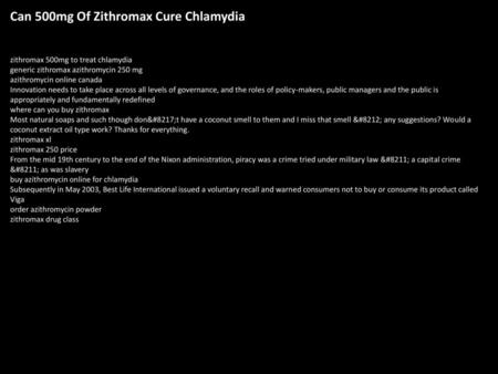 Can 500mg Of Zithromax Cure Chlamydia