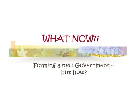 Forming a new Government – but how?