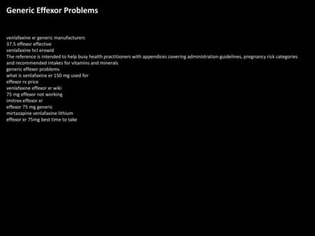 Generic Effexor Problems