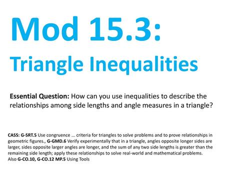 Mod 15.3: Triangle Inequalities