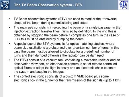 The TV Beam Observation system - BTV