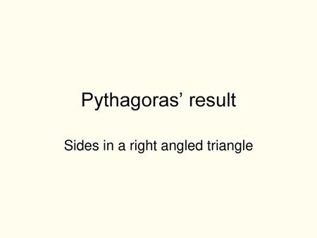 Sides in a right angled triangle