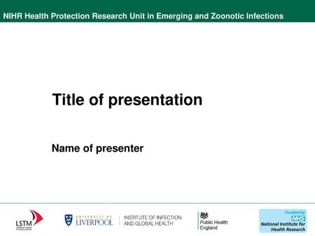 Title of presentation Name of presenter.