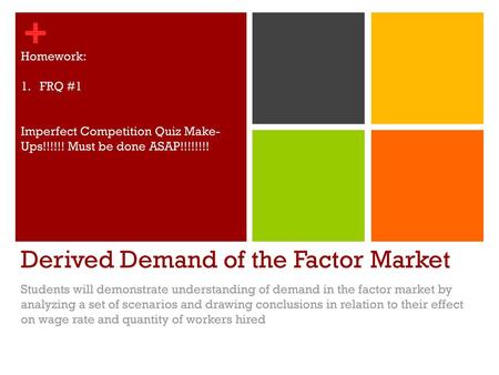 Derived Demand of the Factor Market