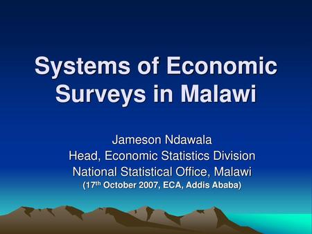 Systems of Economic Surveys in Malawi