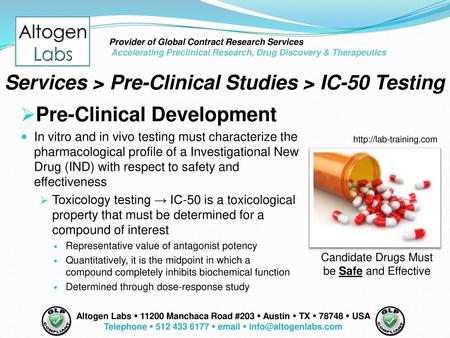 Telephone  512 433 6177  email  info@altogenlabs.com Provider of Global Contract Research Services Accelerating Preclinical Research, Drug Discovery.