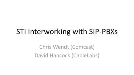 STI Interworking with SIP-PBXs