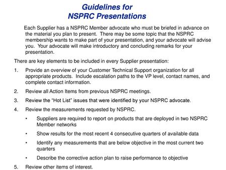 Guidelines for NSPRC Presentations