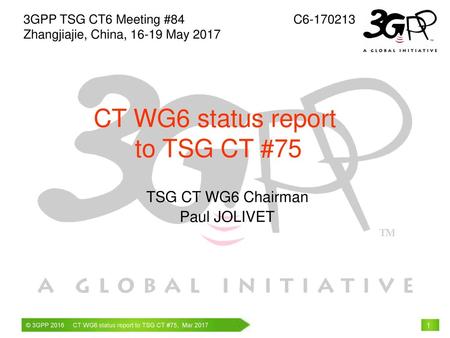 CT WG6 status report to TSG CT #75