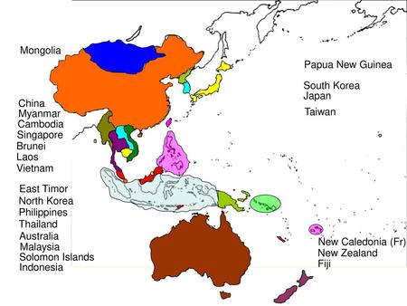 Mongolia Papua New Guinea South Korea Japan China Myanmar Taiwan