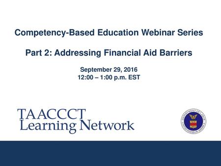 Competency-Based Education Webinar Series