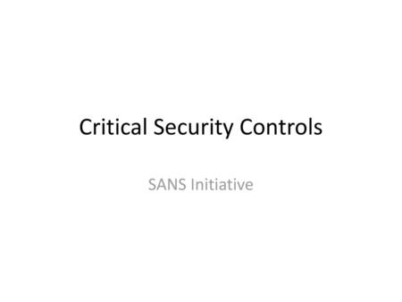 Critical Security Controls