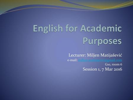 English for Academic Purposes