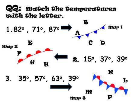 QQ: Match the temperatures with the letter.