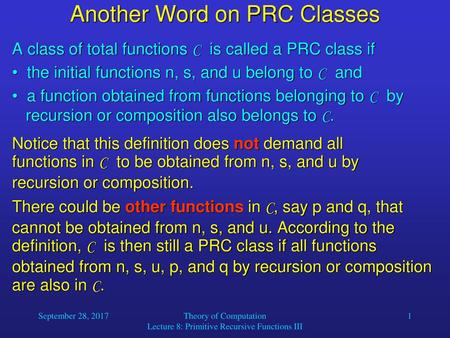 Another Word on PRC Classes