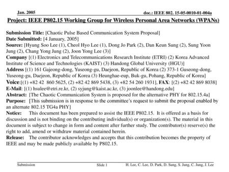 Submission Title: [Chaotic Pulse Based Communication System Proposal]