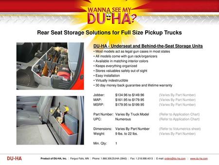 Rear Seat Storage Solutions for Full Size Pickup Trucks