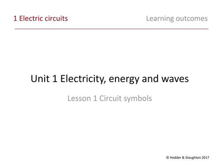 Unit 1 Electricity, energy and waves