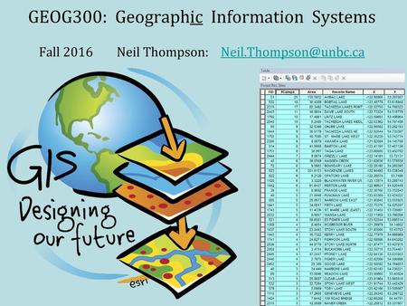 GEOG300: Geographic Information Systems Fall 2016 Neil Thompson: Neil