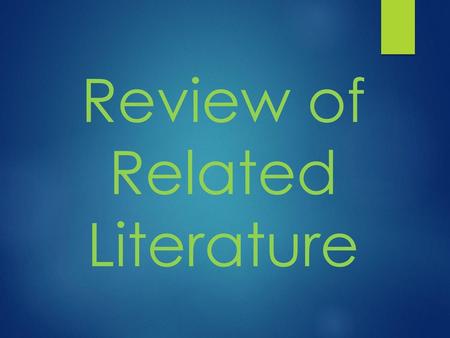 Review of Related Literature