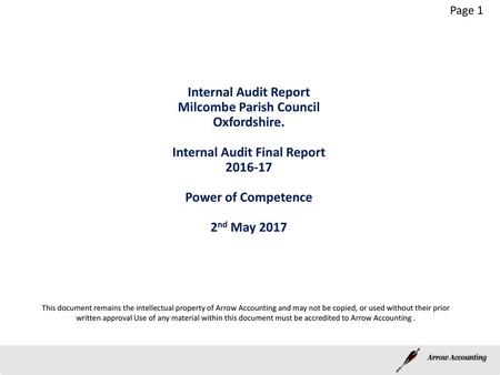 Milcombe Parish Council Internal Audit Final Report