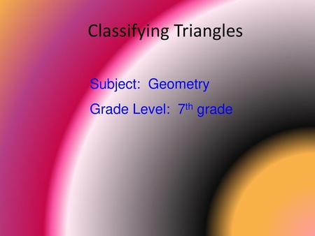 Classifying Triangles