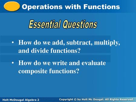 Operations with Functions