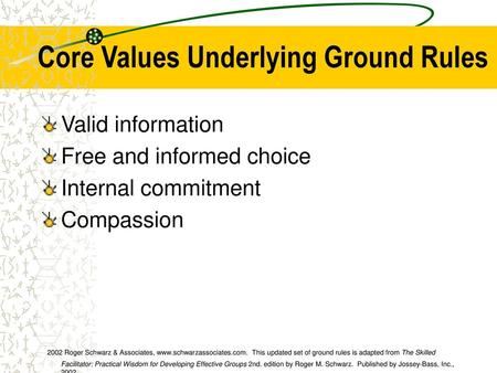 Core Values Underlying Ground Rules