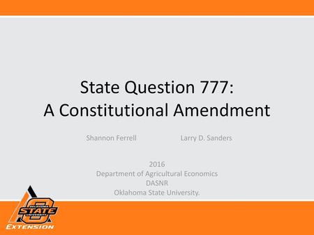 State Question 777: A Constitutional Amendment