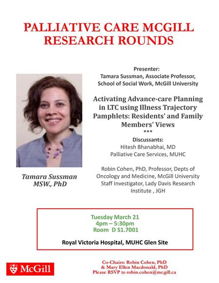 Palliative care McGill Research Rounds