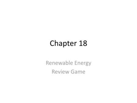 Renewable Energy Review Game