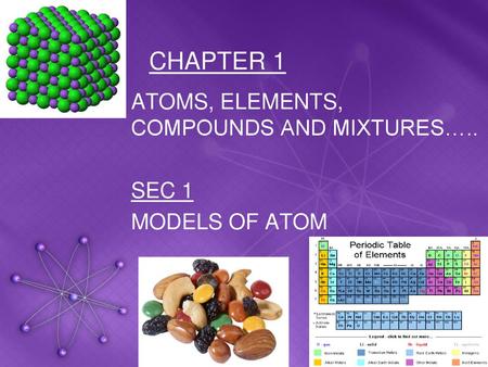 ATOMS, ELEMENTS, COMPOUNDS AND MIXTURES….. SEC 1 MODELS OF ATOM