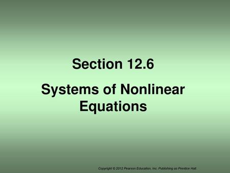 Systems of Nonlinear Equations