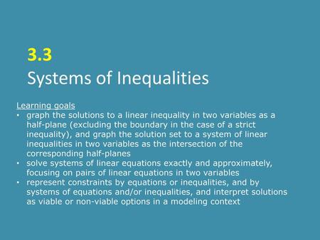 3.3 Systems of Inequalities