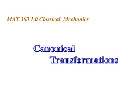 MAT Classical Mechanics