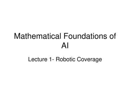 Mathematical Foundations of AI