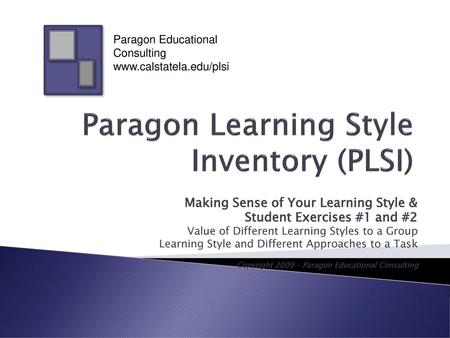 Paragon Learning Style Inventory (PLSI)