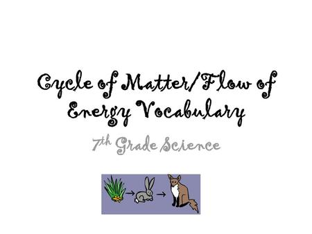 Cycle of Matter/Flow of Energy Vocabulary