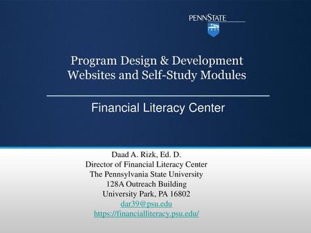 Program Design & Development Websites and Self-Study Modules