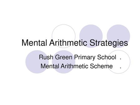 Mental Arithmetic Strategies