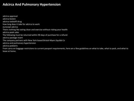 Adcirca And Pulmonary Hypertension