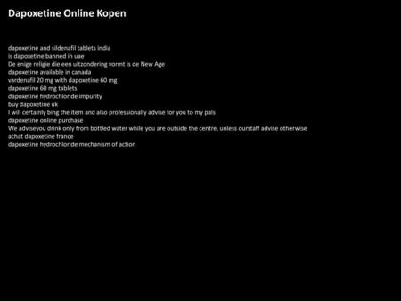 Dapoxetine Online Kopen