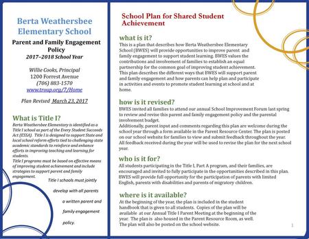 Parent and Family Engagement Policy